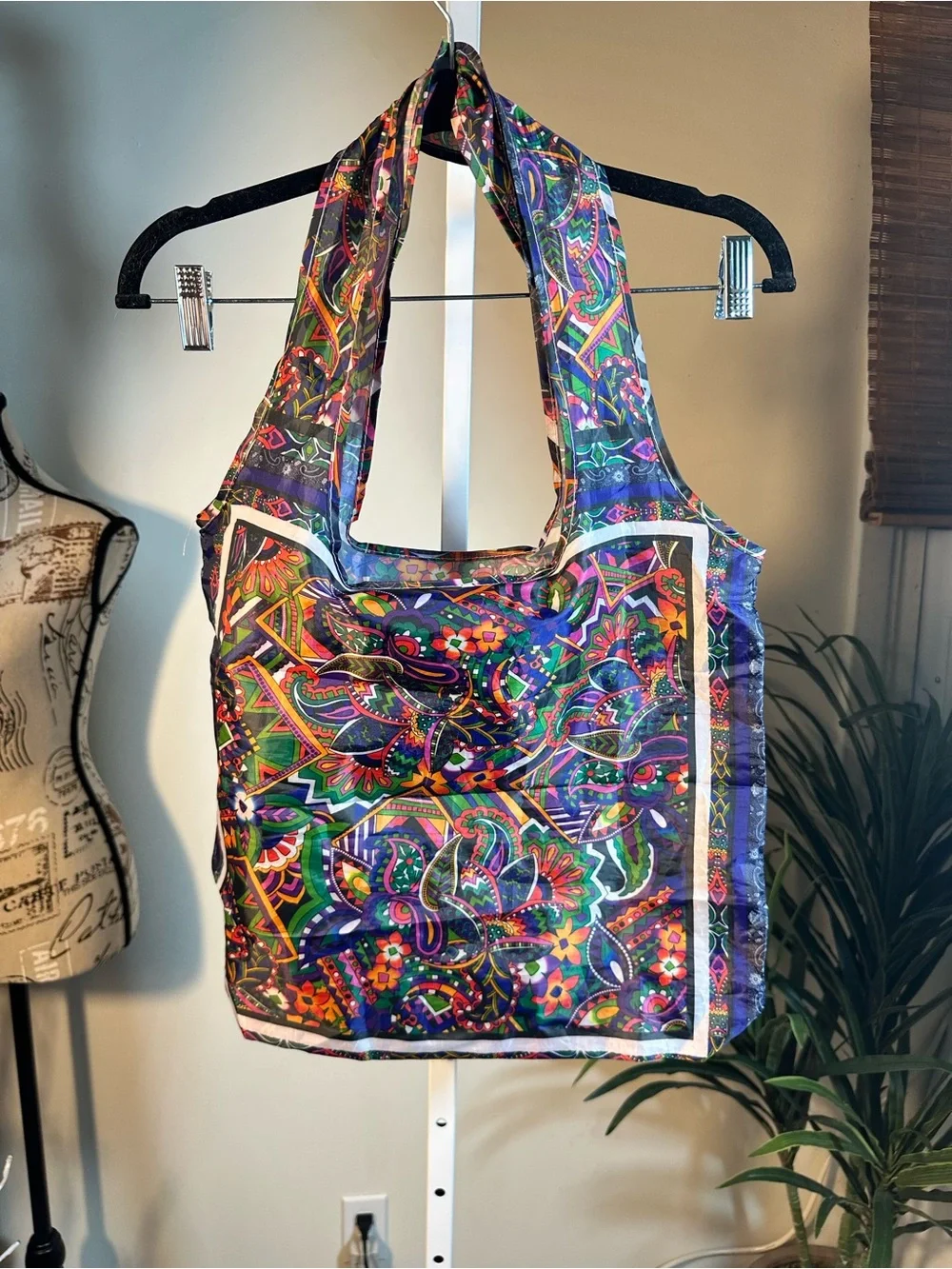 A6. JOHNNY WAS Colorful Nylon Paisley Tote Bag